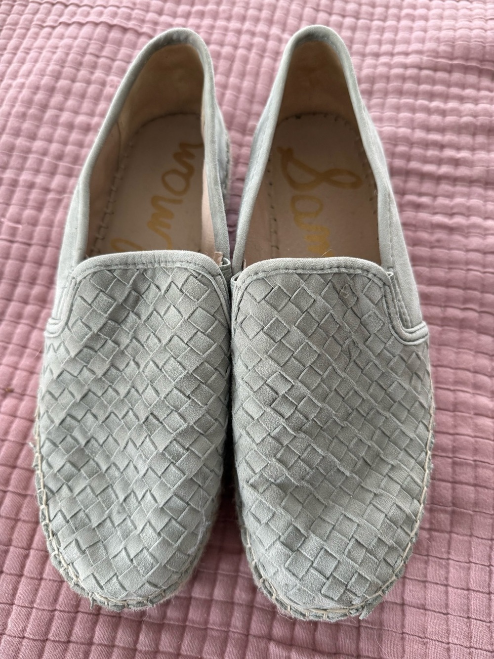 Sam Edelman woven suede mint green espadrilles 8 shoes